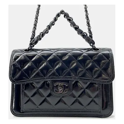 Chanel Black Shiny Calf Leather Chain Shoulder Bag