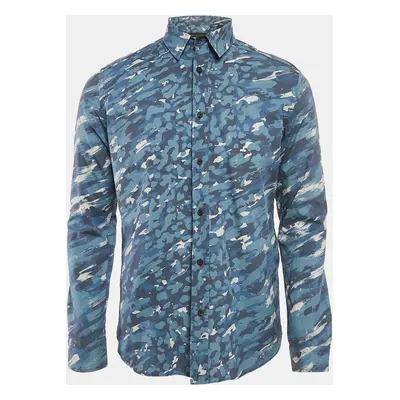 Louis Vuitton Blue Camouflage Print Button Front Shirt