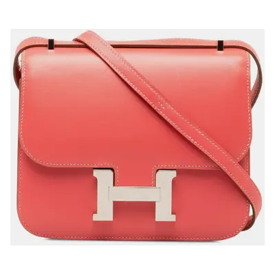 Hermes Pink Leather Constance III Mini Crossbody Bag