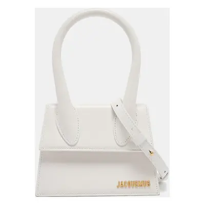 Jacquemus White Leather Le Chiquito Moyen Top Handle Bag