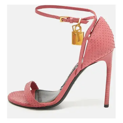 Tom Ford Pink Python Padlock Ankle Strap Sandals Size