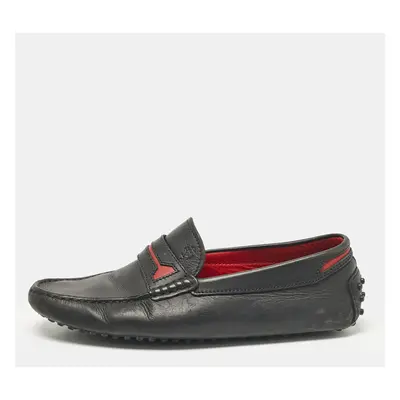 Tod's Black/Red Leather Slip on Loafers Size