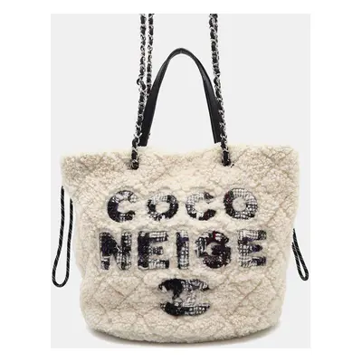 Chanel Ivory Shearling Leather Coco Neige Shoulder Bag