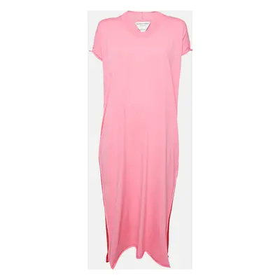 Bottega Veneta Pink/Red Jersey Raw-Edge Detail Kaftan Dress