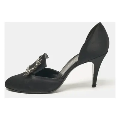 Chanel Black Satin Buckle Detail D'orsay Pumps Size