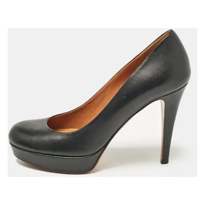 Gucci Black Leather Round Toe Platform Pumps Size