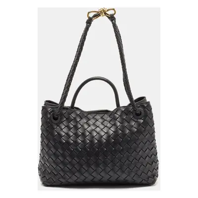 Bottega Veneta Black Intrecciato Leather Medium Andiamo Top Handle Bag