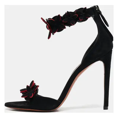 Alaia Black Suede Ankle Strap Sandals Size