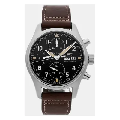 IWC Black Stainless Steel Spitfire Automatic Men's Wristwatch mm