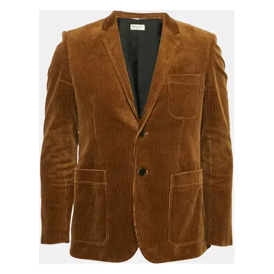 Saint Laurent Brown Corduroy Single Breasted Blazer