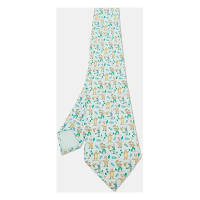 Hermes Multicolor Les Vendanges Print Silk Classic Tie