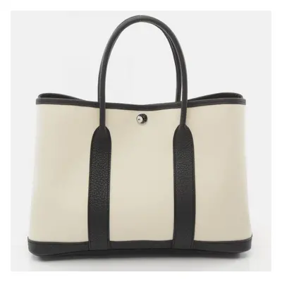 Hermes White Canvas and Negoda Leather Garden Party TPM Tote Bag