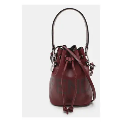 Fendi Burgundy Leather Mini Mon Tresor Bucket Bag