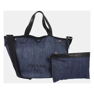 Prada Blue Denim Tote Handbag