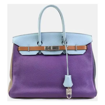 Hermes Multicolor Taurillon Clemence Leather Birkin Tote Bag