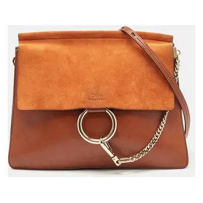 Chloe Brown Leather and Suede Faye Shoulder Bag