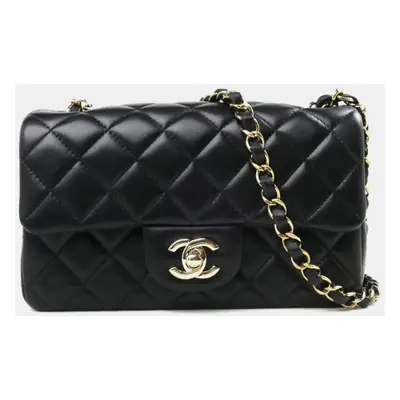 Chanel Black Leather Mini Classic Handbag