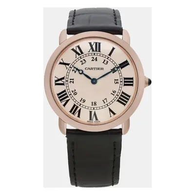 Cartier Cream 18K Rose Gold Ronde Louis Manual Winding Men's Wristwatch mm