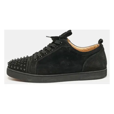 Christian Louboutin Black Suede Louis Junior Spikes Sneakers Size 42.5