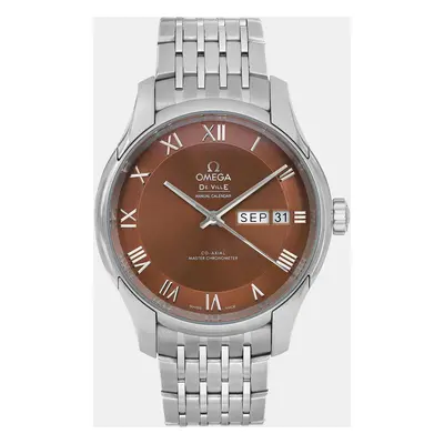 Omega Brown Stainless Steel De Ville Hour Vision 433.10.41.22.10.001 Automatic Men's Wristwatch