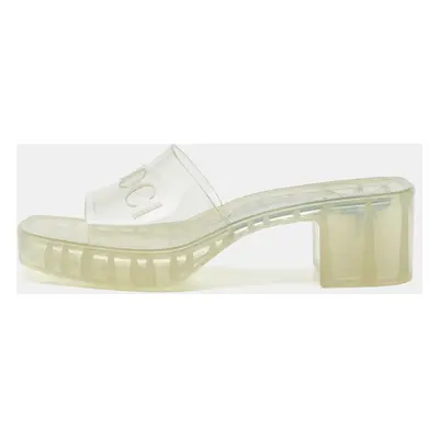 Gucci Transparent Rubber Embossed Logo Slide Sandals Size