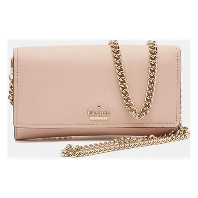 Kate Spade Pink Leather Flap Chain Clutch