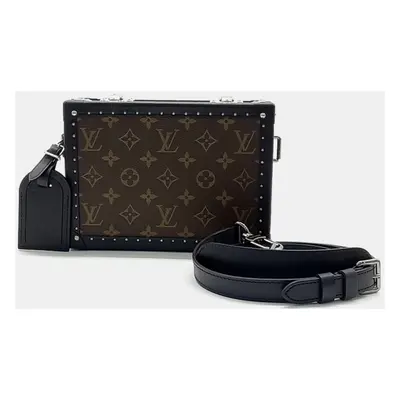 Louis Vuitton Black Brown Coated Canvas Macassar Clutch Box Bag