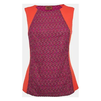 Missoni Red/Purple Wool Cut-and-Sew Sleeveless Top