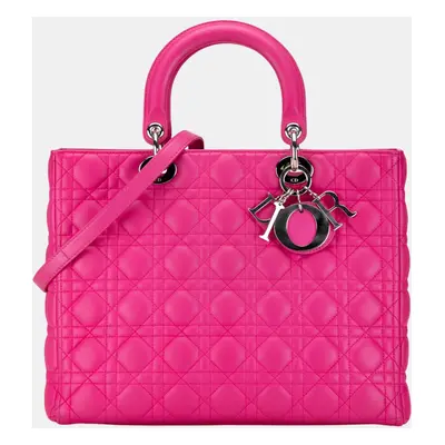 Dior Pink Large Lambskin Cannage Lady Dior