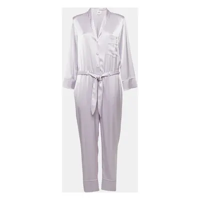 Nanushka Light Purple Satin Belted Yuma Jumpsuit