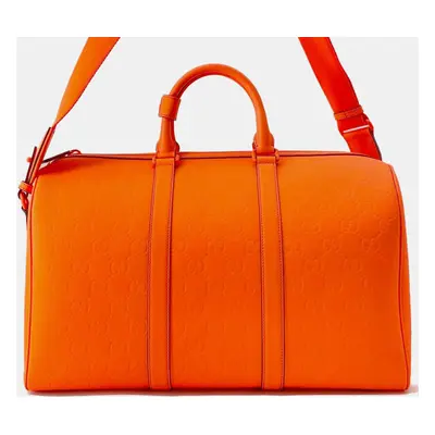 Gucci Gg Rubber Effect Bright Orange Gg Rubber Effect Size Medium Duffle Bag