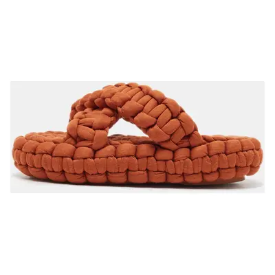 Chloe Orange Woven Jersey Kamy Platform Slides Size