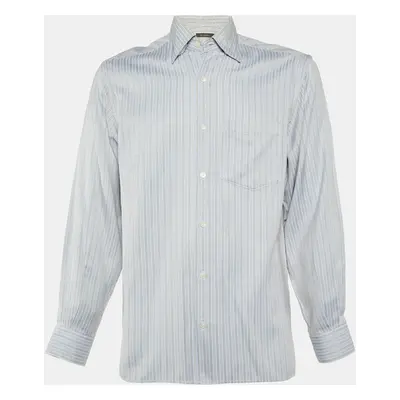 Ermenegildo Zegna Light Blue Striped Cotton Long Sleeve Shirt