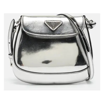 Prada Silver Mirror Leather Mini Cleo Shoulder Bag