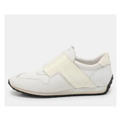 Tod's White Elastane and Leather Low Top Slip On Sneakers Size