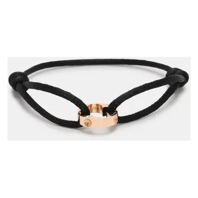 Louis Vuitton Empreinte Black Cord 18K Rose Gold Lace Bracelet