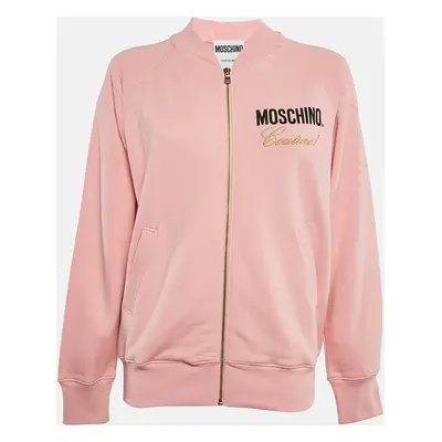 Moschino Couture Pink Embroidered Cotton Knit Zip-Up Jacket