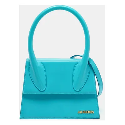 Jacquemus Light Blue Leather Grand Le Chiquito Top Handle Bag