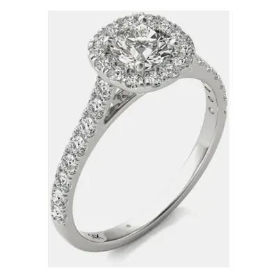 14K White Gold Natural Diamond Halo Engagement Ring (1.00 Ctw) US