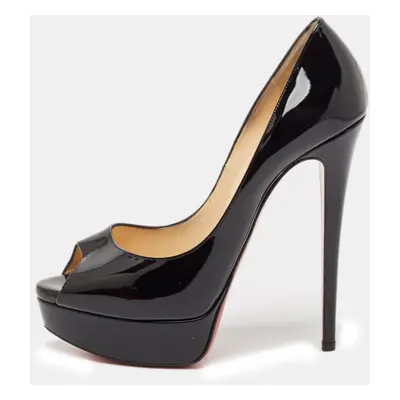 Christian Louboutin Black Patent Leather Lady Peep Pumps Size