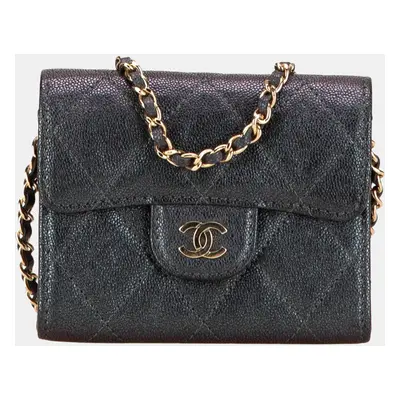 Chanel Black Small Iridescent Caviar Single Flap