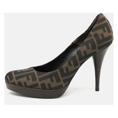 Fendi Brown FF Zucca Canvas Pumps Size