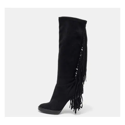 Burberry Black Suede Caitlin Knee Length Boots Size