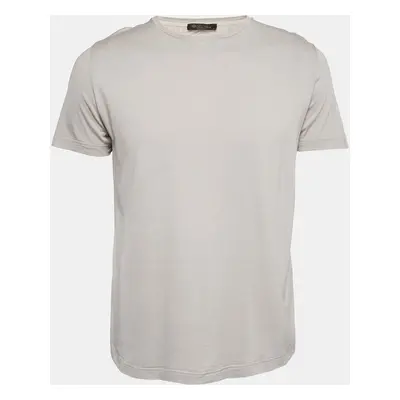 Loro Piana Grey Cotton Blend Crew Neck T-Shirt