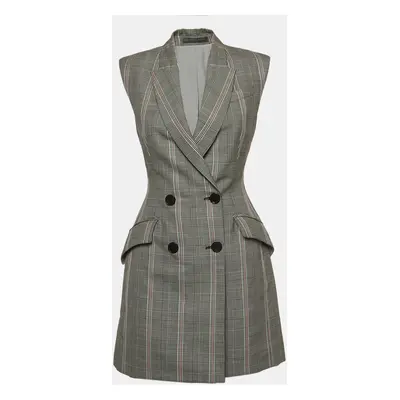 Alexander McQueen Grey Patterned Wool Sleeveless Mini Dress