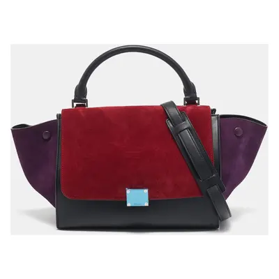 Celine Tricolor Leather and Suede Trapeze Top Handle Bag