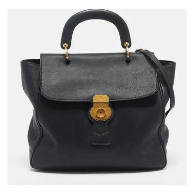 Burberry Black Leather DK88 Top Handle Bag