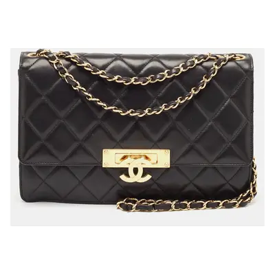 Chanel Black Quilted Leather Medium Golden Classic Flap Bag