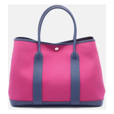 Hermes Pink Canvas & Leather Garden Party PM Tote Bag