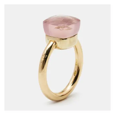 Pomellato Nudo Pink Quartz 18k Rose Gold Ring Size